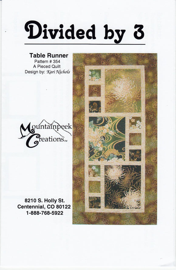 Divided By 3 Table Runner Pattern
